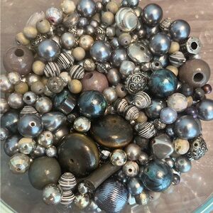 Vintage sliver and gray beads.